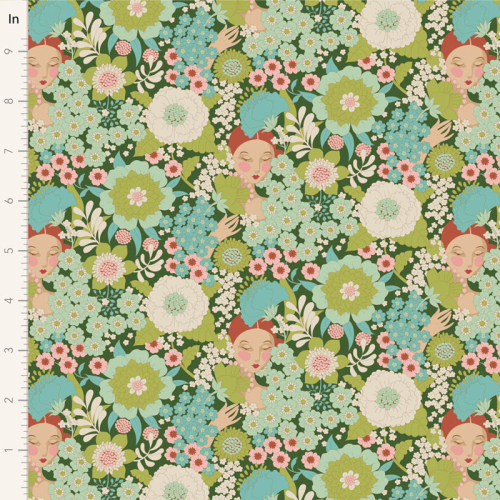 Tilda Patchwork Stoff Baumwolle - Wallflower - Green